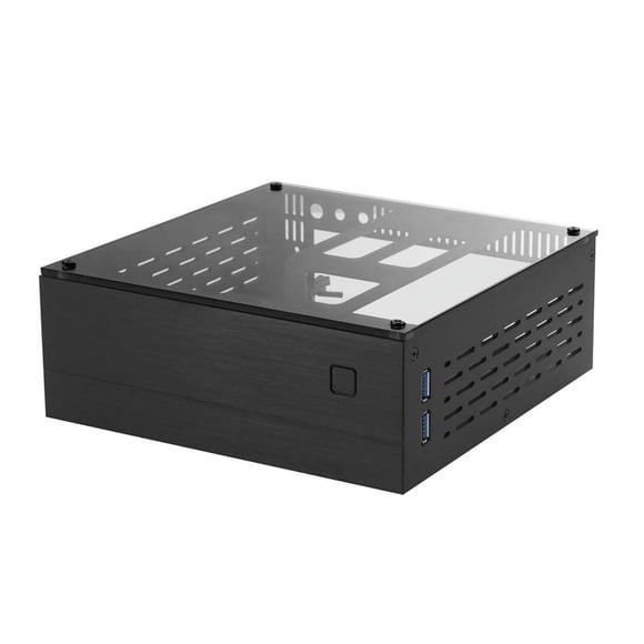 A01 Châssis d'Ordinateur de Bureau en Aluminium Mini-ITX HTPC en Verre Trempé Noir HTPC Mini ITX Bricolage Étuis PC,1 x Châssis d'Ordinateur,Noir