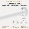 thumbnail image 2 of Closet Rod, 1.3" Heavy Duty Adjustable Hanging Rod 17-99 Inch, 2 of 8