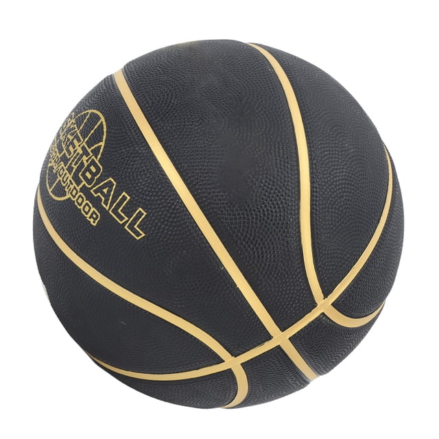 Ballon de Basketball Noir, Résistance à l'Usure Sécuritaire Grandes Particules Ballon d'Entraînement Ballon de Basketball en Caoutchouc Résistant à la Sueur Ballon de Basketball d'Extérieur Ballon de Basketball pour Adolescent en Caoutchouc