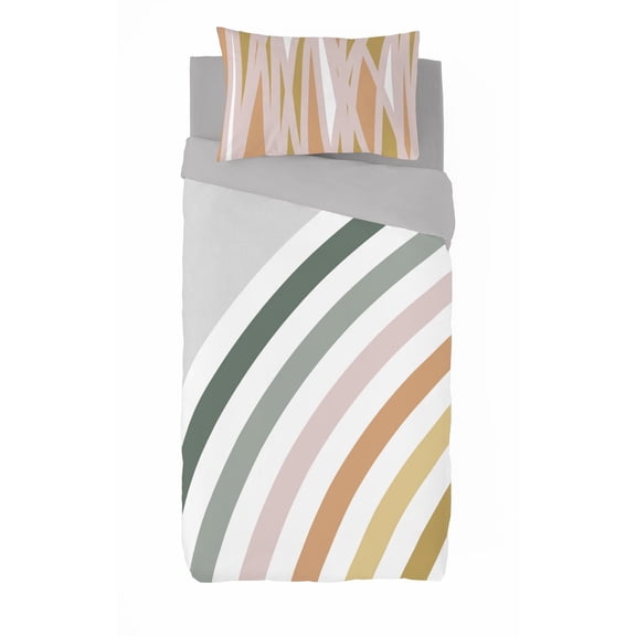 Gouchee Home Rainbow Twin Duvet Cover Set – 2-Piece Modern Geometric Reversible Cotton Percale Bedding