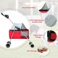 thumbnail image 2 of NiamVelo Poussette pour Chien Pliable Poussette pour Chat avec 4 Roues Poussette Portable pour Toutou avec Porte-Gobelets, Rouge, 2 of 7