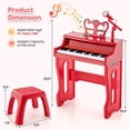 thumbnail image 3 of Gymax Clavier de Piano Musical à 37 Touches Jouet d'Apprentissage pour Enfants avec Microphone Rouge, 3 of 10