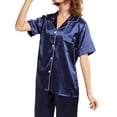 thumbnail image 3 of Ensembles de Pyjamas en Soie Satinée pour Femmes Ensembles de Vêtements Ménagers Simples Pantalons Amples, 3 of 5