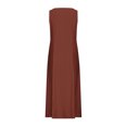 thumbnail image 4 of EQWLJWE Économies d'Été! Robes d'Été pour Femmes 2024 Décontractées Tendance, Robes pour Femmes Grande Taille en Liquidation Évasées, Robe Longue Sans Manches en Coton et Lin à Col Rond de Couleur Unie avec Poche, 4 of 5