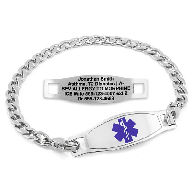 MedicEngraved Stainless Steel Custom Medical Alert Bracelet - 5mm Curb Link