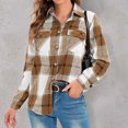 thumbnail image 2 of IROINID Surchemise Courte pour Femmes Col Rabattu à Carreaux Manches Longues Manteau Chemise Sans Capuche Décontracté, Jaune, 2 of 4