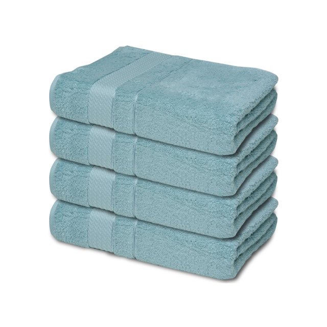 Melissa Linen Hand Towels, Luxury Quick Dry Towel. A set of four mint green hand towels made from 100% Turkish cotton with a 550 GSM rating. These ultra-absorbent towels feature a soft terry texture, a Z-twist weave for reduced pilling, and are OEKO TEX certified for chemical safety. Suitable for daily use in homes, hotels, spas, gyms, and more, they remain soft and durable even after multiple washes.