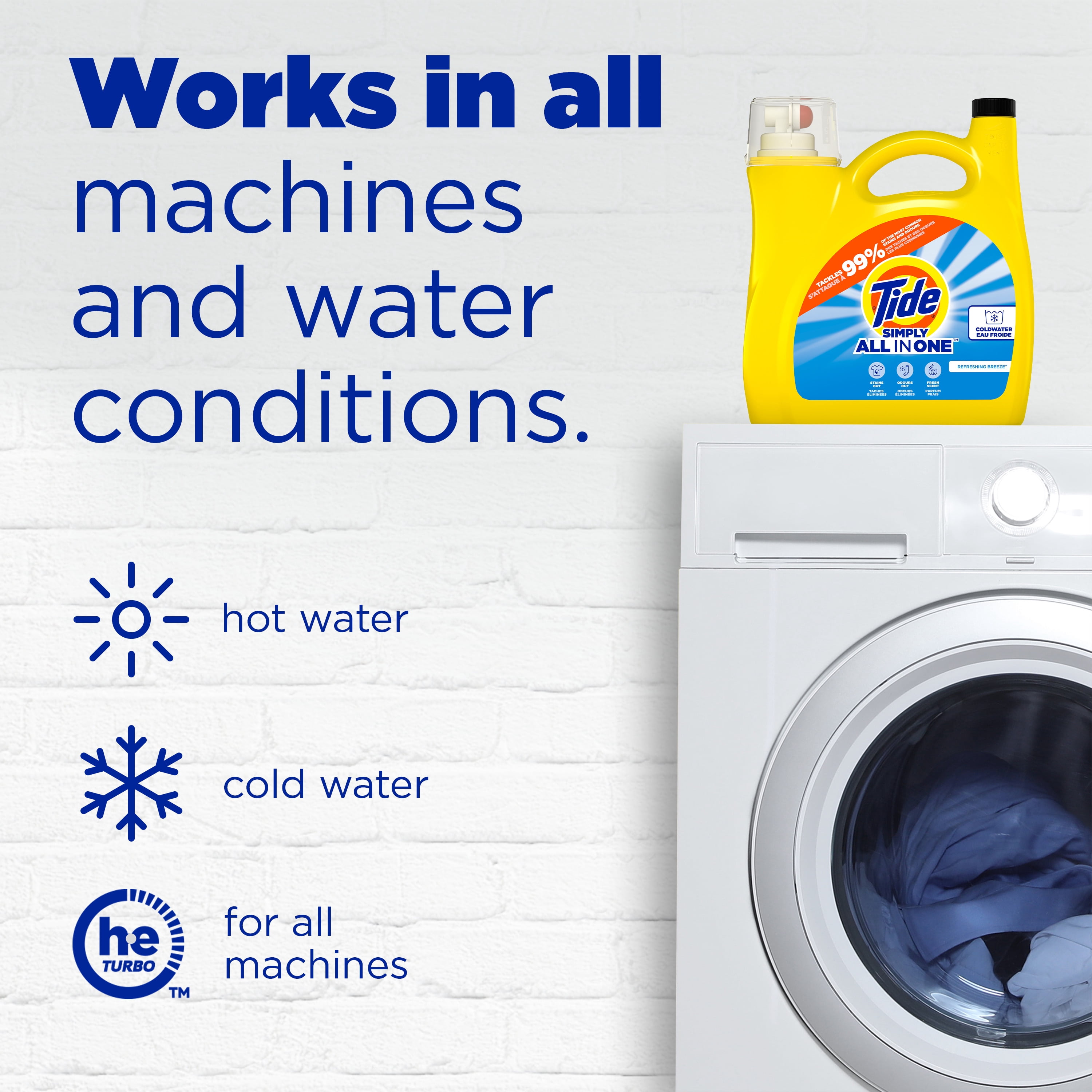 Tide Simply All-In-One Liquid Laundry Detergent, Refreshing Breeze Scent, 107 Loads, 4.16 L