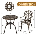 thumbnail image 2 of Cast Aluminum Bistro Set – 3-Piece Weather-Resistant Patio Table & 2 Chairs – Umbrella Hole – Garden Stool – Backyard, Balcony, Porch & Poolside –Bronze, 2 of 7