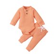 thumbnail image 1 of Kmbangi Baby Solid Color Clothes Set O-neck Jumpsuit+Elastic Waist Trousers, 1 of 9