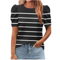 thumbnail image 1 of Pisexur Hauts pour Femmes, Hauts de Sortie pour Femmes & T-Shirt à Manches Courtes Col Rond Imprimé, Haut Ample, Hauts de Printemps pour Femmes Noir, G, 1 of 6