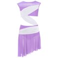 thumbnail image 3 of Runhomal Justaucorps de Danse pour Fille Enfant avec Jupe Asymétrique en Maille Transparente Scintillante, Ballet Lyrique, Violet Pâle 8, 3 of 4