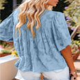thumbnail image 3 of Blouse à Manches Cloche pour Femmes Col Rond Hauts en Dentelle Chemises Babydoll Texturées Florales, 3 of 3
