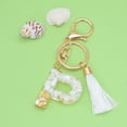 thumbnail image 1 of KITTEHIGM New White Tassel Letter Key Chain Crystal Drop Pendant Fashionable Bag Key Chain Today Sale #89, 1 of 2