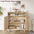 thumbnail image 2 of Rattan Sideboard Buffet Cabinet, Boho Storage Cabinet with 2 Doors, Open Shelf for Living Room, Hallway & Kitchen, 2 of 7