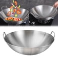 thumbnail image 1 of Wok à Double Poignée, Wok en Acier Inoxydable Poli, Wok à Fond Rond avec 2 Poignées en Boucle, Wok à Fond Rond en Acier Inoxydable pour Cuisine Maison Restaurant, 11,0 Pouces (Gris), 1 of 9