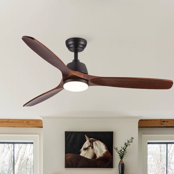 Wellspeed 52 inch Farmhouse Ceiling Fan Remote Control,Solid Wood 3 Blades Reversible Quiet DC Motor for Bedroom,Living Room,Patio.
