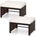 thumbnail image 1 of Costway 2 PCS Patio PE Rattan Ottomans Outdoor Footstool Footrest White, 1 of 9