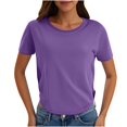 thumbnail image 1 of Yuyuzo Hauts Courts pour Femmes T-Shirts à Manches Courtes Col Rond Hauts de Sortie T-Shirts Unis Hauts, 1 of 7