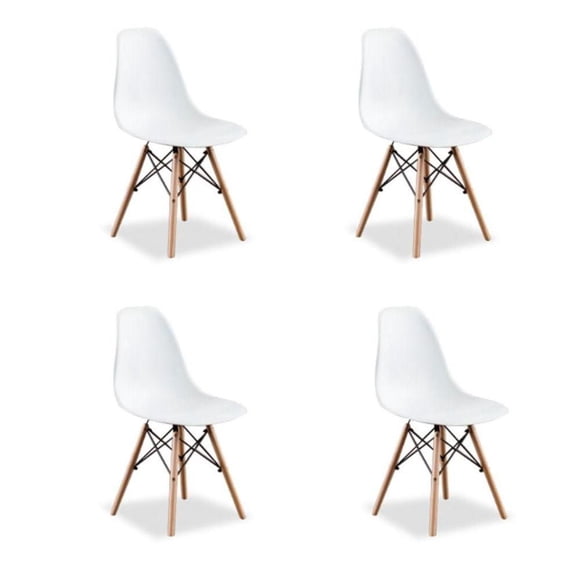 Chaises en bois blanc Heavenly Collection, lot de 4, pour salle à manger et chambre