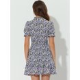 thumbnail image 4 of INSPIRE CHIC Robe d'Été à Manches Courtes Bouffantes en Chiffon avec Nœud Floral à Volants pour Femmes, 4 of 6
