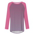 thumbnail image 4 of Chandails Légers pour Femmes Hauts Tendance Col Rond Raglan Manches Longues Chandails à Enfiler Hauts Mode d'Automne Décontracté Rayé Ample Surdimensionné Blouses S-106 Rose Vif-A TTG, 4 of 5