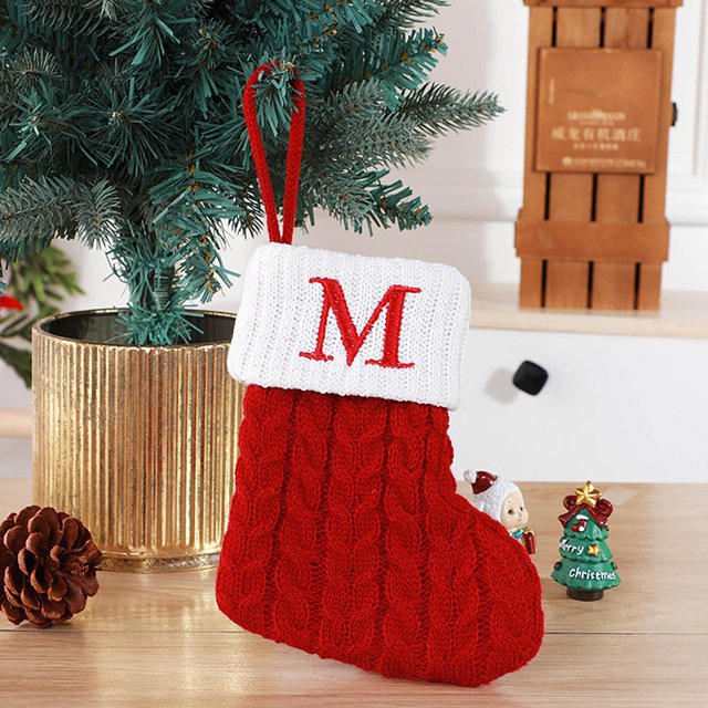 Christmas Decorations Outdoor Indoor,Christmas Decorations For Home,Cute Letters Christmas Stocking Decoration Christmas Tree Pendant Christmas Style Wool Knitted Socks Decoration Props