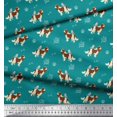 thumbnail image 3 of Soimoi Green Rayon Fabric Bird,Paw & Cocker Spaniel Dog Print Fabric by Yard 56 Inch Wide, 3 of 3
