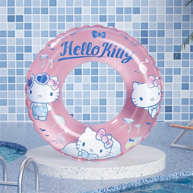 1pc Hello Kitty Pattern Swimming Ring, Cartoon Inflatable Swimming Ring - Suitable For Summer Beach, Pool Party And Water Sports Training