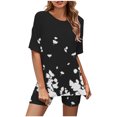 thumbnail image 2 of zanvins Hauts d'Été Tendance Femmes Mode Blouse à Col Rond Manches Courtes Hauts Shorts Ensembles de Tenue Décontractée, 2 of 5