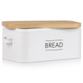 thumbnail image 4 of Bouclair White Metal Bread Box with Bamboo Lid, 4 of 10