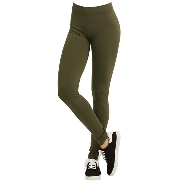 Polyester Spandex Womens Full Length Leggings, Olive