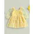 thumbnail image 4 of Fortune Robe Trapèze Princesse pour Bébé Fille Manches Longues en Maille Tulle Robe à Imprimé Marguerites, 4 of 9
