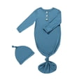 thumbnail image 2 of RXIRUCGD Newborn Baby Boy And Baby Girl Solid Color Jumpsuit Pajamas Hat Set Rompers( Blue, Size:0 Month ), 2 of 3