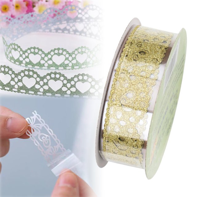 Ynlkorvg Roll Of Glitter Tape Lace Flower Pattern Self Adhesive Tape Sticker Colorful Decorative Masking Tape For Scrapbooking Card Making Crafts Frames Planner Journal Gifts Decor