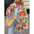 thumbnail image 2 of Wangscanis Manteau Matelassé Ample d'Hiver pour Femme à Imprimé Floral, Boutonné, à Manches Longues, Rembourré, Manteau Chaud d'Extérieur, 2 of 9