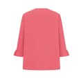 thumbnail image 5 of Timegard Hauts Grande Taille pour Femmes Col en V Froncé à Volants Manches 3/4 T-Shirts Confortables Décontractés Amples, 5 of 5