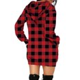 thumbnail image 4 of Bellella Robe Chandail en Molleton Femme Midi Longue à Capuche à Carreaux Manches Décontractées Automne Rouge TG, 4 of 6