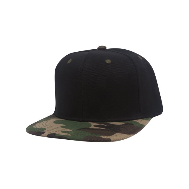 Top Headwear Flat Bill Adjustable Snapback Cap - Black/Camo