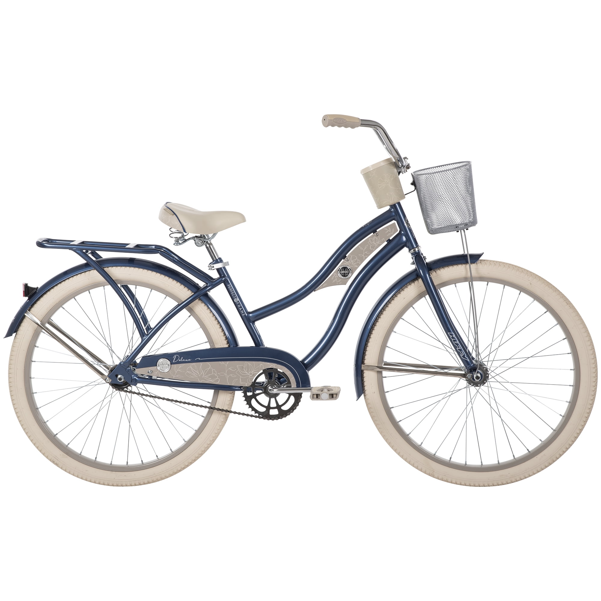 Huffy 26” Deluxe Cruiser Bike, Fits Riders 60”+, Blue, Adult, Women’s