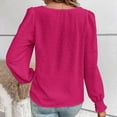 thumbnail image 4 of RXIRUCGD Haut/chemise Décontracté pour Femmes Couleur Unie Patchwork en Dentelle Manches Longues Col Rond, Rouge, Taille : S, 4 of 5