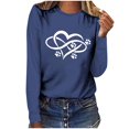 thumbnail image 1 of Pisexur Hauts pour Femmes Mode d'Automne T-Shirt à Imprimé Graphique Cœur Col Rond Manches Longues Chemises pour Femmes Chic Décontracté Hauts de Sortie Confort Polyvalent Blouses Légères, 1 of 5