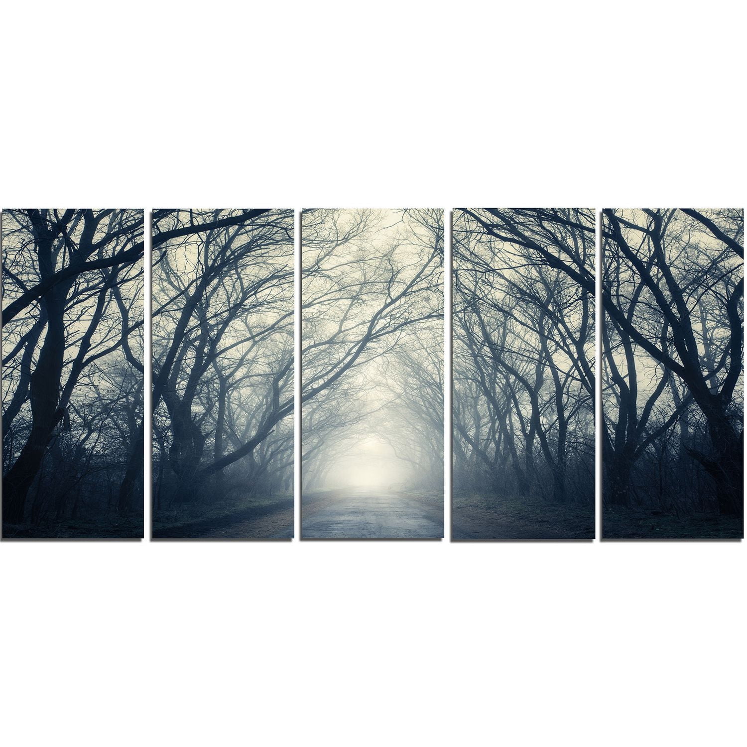 Design Art Dark Autumn Forest Fog Modern Photography Canvas Print