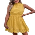 thumbnail image 2 of Femmes Robe Élégante Sans Manches Cou Haut Été Décontracté A-Ligne Mini-Robes de Cocktail à Volants, 2 of 7