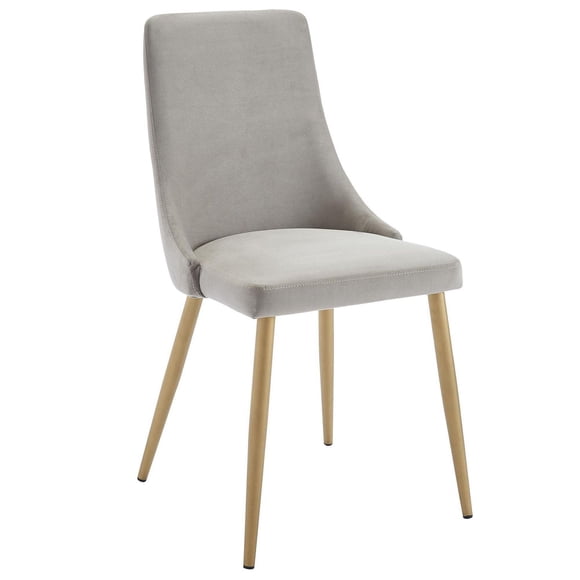 Set of 2 Mid-Century Velvet & Metal Side Chair in Grey