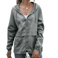 thumbnail image 1 of Women Hooded Jacket Waterproof Drawstring Hiking Rain Jacket Outwear Outdoor Sports Coat Jacket, 1 of 5