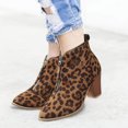 thumbnail image 1 of EGNMCR Bottines pour Femmes Femmes Dames Chaussures Mode Cheville Unies Léopard Fermeture Éclair Bottillon Bottines Courtes, 1 of 7
