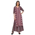 thumbnail image 1 of Moomaya Kurta Imprimée Col en V et Pantalon Palazzo Ensemble Robe Ethnique pour Femmes, 1 of 1