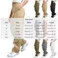 thumbnail image 4 of Pantalon Cargo Grande Taille pour Femmes, Pantalon à Jambe Grand avec Taille à Bouton et Fermeture Éclair et Poches, Pantalon Décontracté à Fermeture Éclair Ample pour Activités de Plein Air, Sport et Randonnée P-5TG, 4 of 9