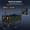 thumbnail image 2 of Chariot de Camping Pliable Robuste 220 L – Chariot Utilitaire avec Poignée Télescopique, Porte-Gobelets, Roues Tout-Terrain – Grande Capacité, Portable pour Jardin, Plage, Pique-Nique, Épicerie – Vert, 2 of 8